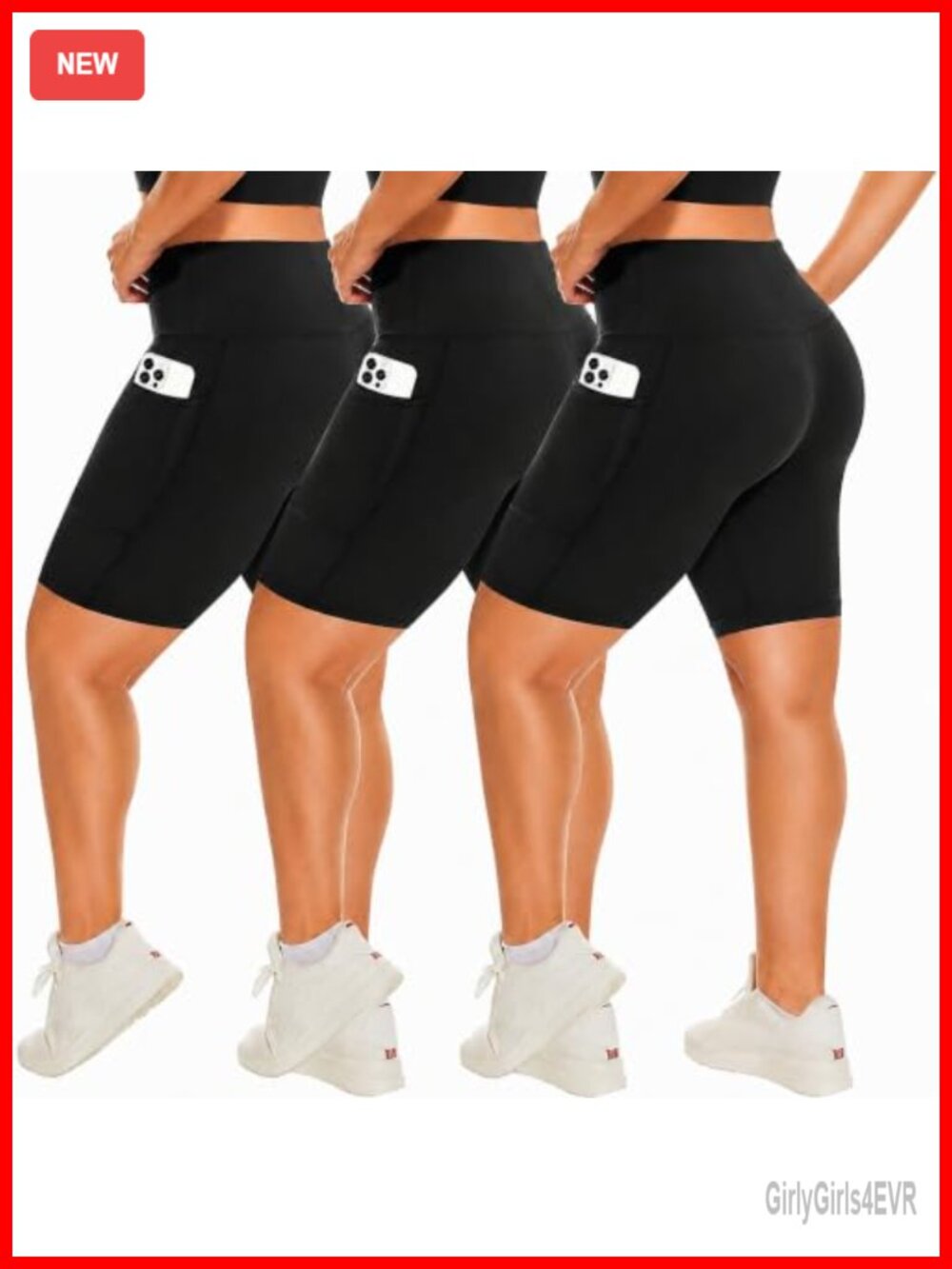 Plus Size Biker Shorts High Waisted Compression Yoga Gym Shorts with Pockets 3
